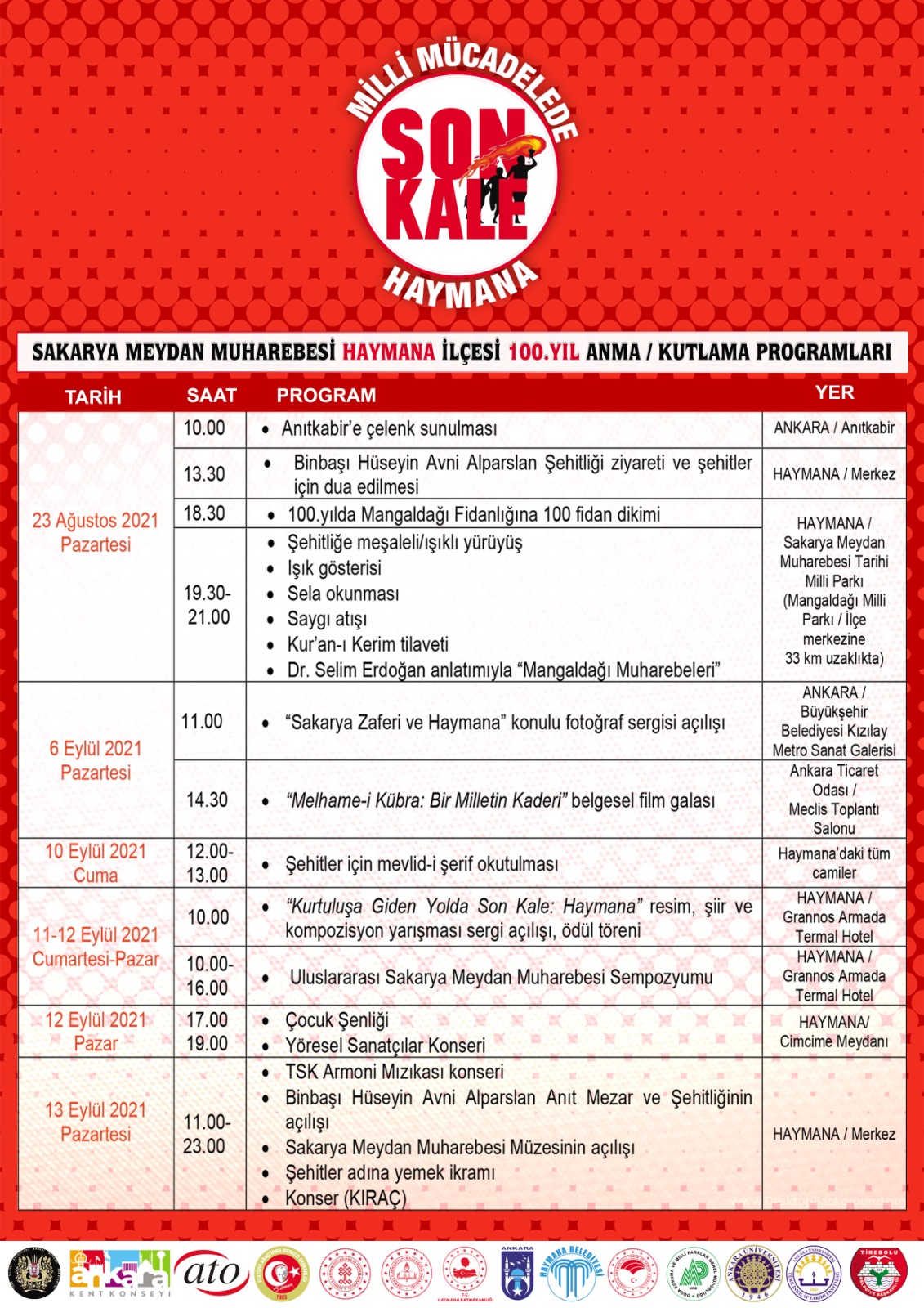 SAKARYA MEYDAN MUHAREBESİ 100. YIL PROGRAMI